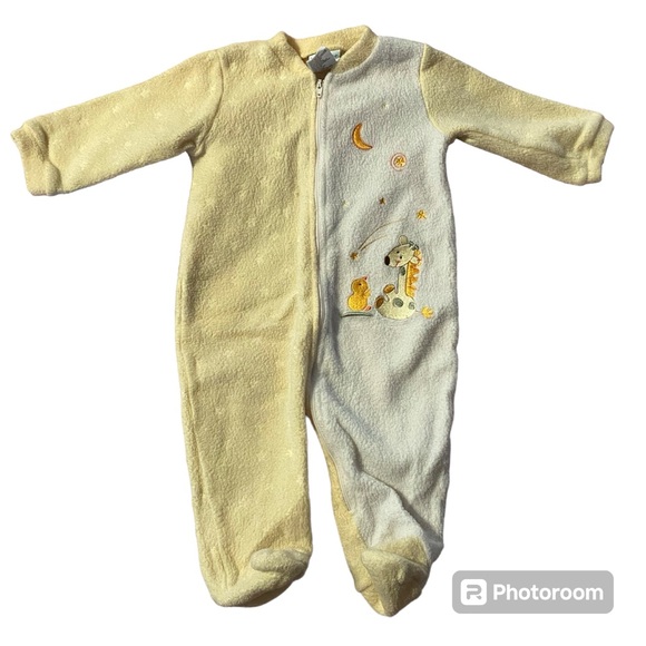 Little Me Baby Unisex 9M Months Yellow Footie Pajamas One Piece Zip Up Giraffe - Picture 1 of 4